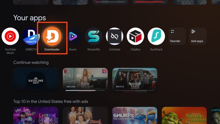 open downloader to install couchy launcher