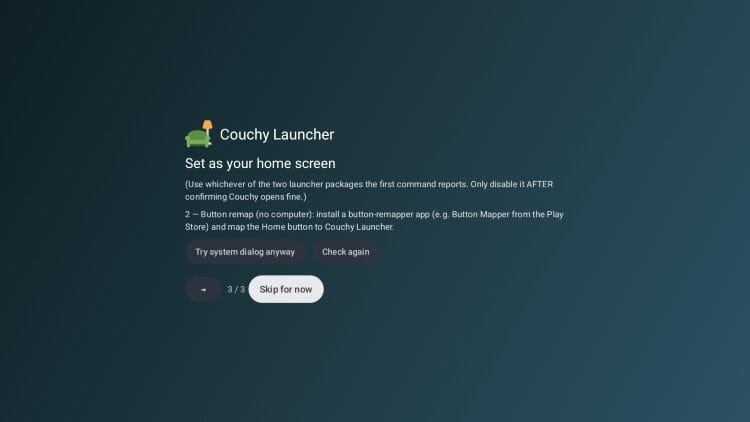 set couchy as home screen