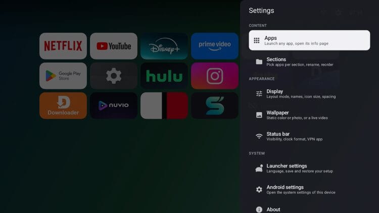 couchy launcher settings