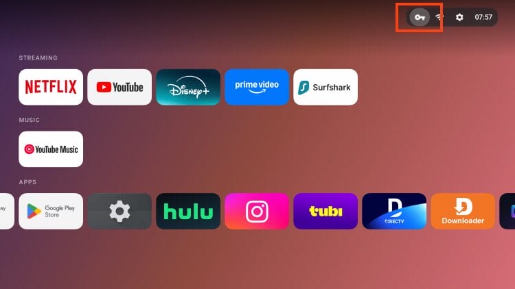 VPN toggle on
