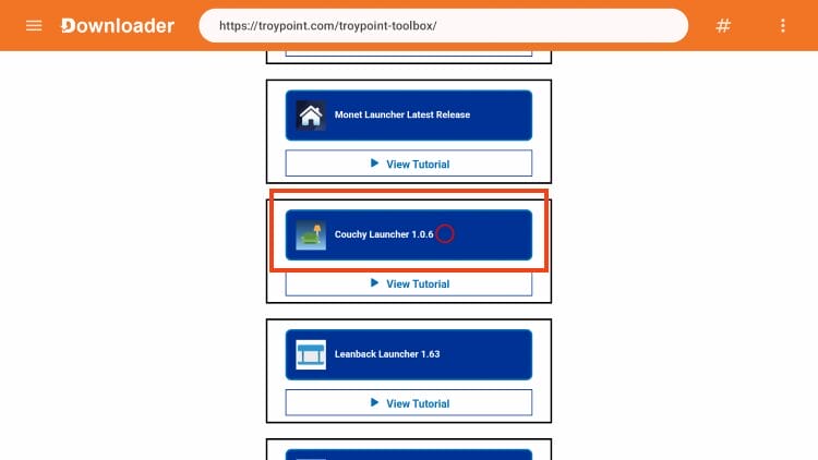 click couchy launcher