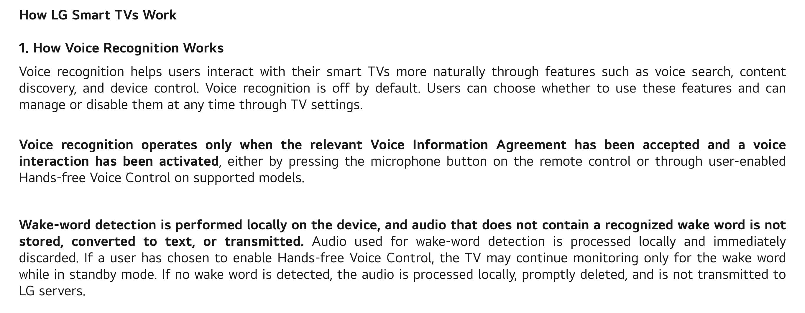 LG's Response to the Smart TV Privacy Findings
